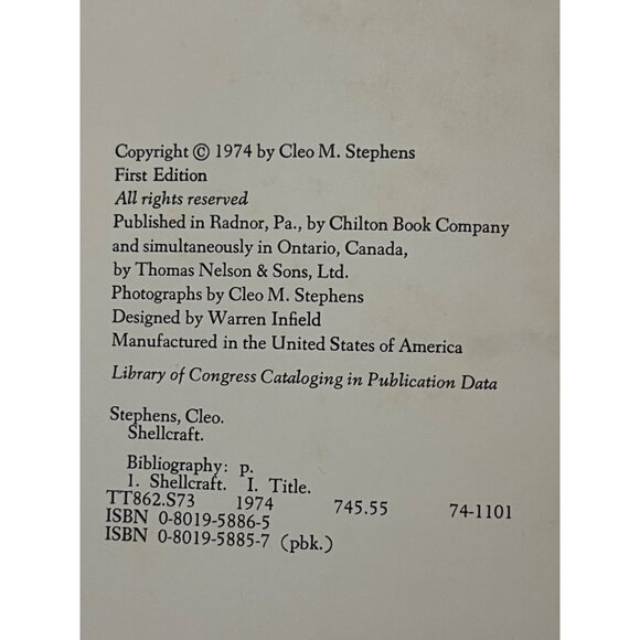 Shellcraft By Cleo M. Stephens 1974 Hardcover Chilton Book Company - Picture 2 of 5